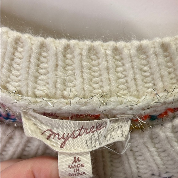 Mystree Sparkly/Colorful Woven Crew Neck Sweater - Picture 4 of 7